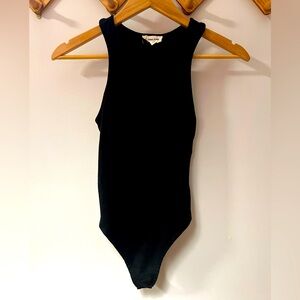 Sexy Black Ribbed Bodysuit tank